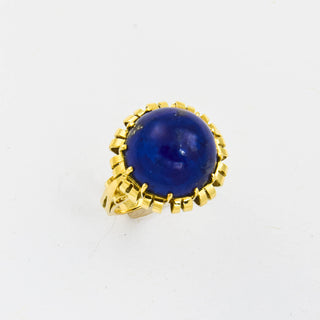 Ring aus 585 Gelbgold mit Lapislazuli, nachhaltiger second hand Schmuck perfekt aufgearbeitet