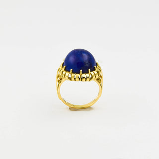 Ring aus 585 Gelbgold mit Lapislazuli, nachhaltiger second hand Schmuck perfekt aufgearbeitet