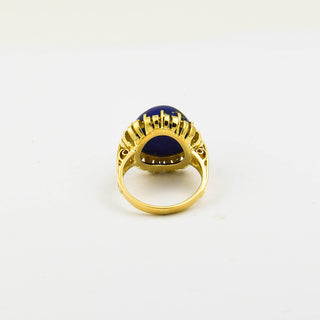 Ring aus 585 Gelbgold mit Lapislazuli, nachhaltiger second hand Schmuck perfekt aufgearbeitet