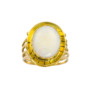 Ring aus 585 Gelbgold mit Opal, nachhaltiger second hand Schmuck perfekt aufgearbeitet