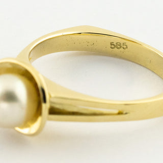 Perlring aus 585 Gelbgold, nachhaltiger second hand Schmuck perfekt aufgearbeitet