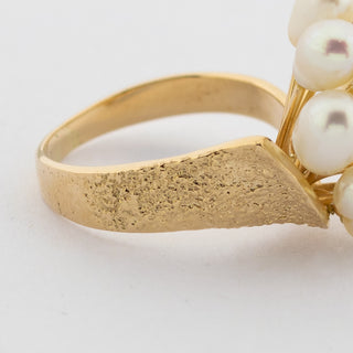 Ring aus 585 Gelbgold mit Perle und Rubin, vintage, nachhaltiger second hand Schmuck perfekt aufgearbeitet