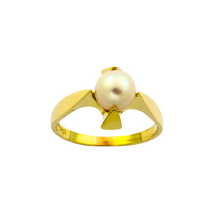 Perlring aus 585 Gelbgold, nachhaltiger second hand Schmuck perfekt aufgearbeitet