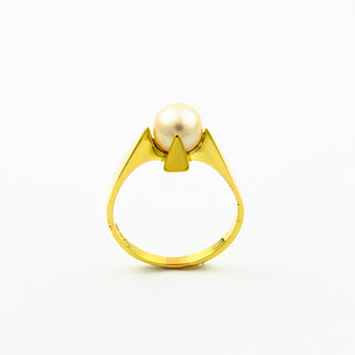 Perlring aus 585 Gelbgold, nachhaltiger second hand Schmuck perfekt aufgearbeitet