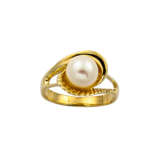 Perlring aus 585 Gelbgold, nachhaltiger second hand Schmuck perfekt aufgearbeitet