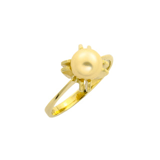 Ring aus 585 Gelbgold mit Perle, nachhaltiger second hand Schmuck perfekt aufgearbeitet