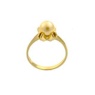 Ring aus 585 Gelbgold mit Perle, nachhaltiger second hand Schmuck perfekt aufgearbeitet