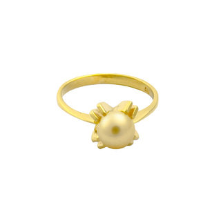 Ring aus 585 Gelbgold mit Perle, nachhaltiger second hand Schmuck perfekt aufgearbeitet