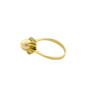 Ring aus 585 Gelbgold mit Perle, nachhaltiger second hand Schmuck perfekt aufgearbeitet