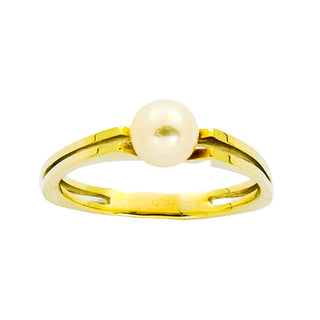 Ring aus 585 Gelbgold mit Perle, nachhaltiger second hand Schmuck perfekt aufgearbeitet