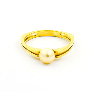Ring aus 585 Gelbgold mit Perle, nachhaltiger second hand Schmuck perfekt aufgearbeitet