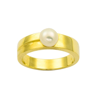 Perlring aus 585 Gelbgold mit Perle, nachhaltiger second hand Schmuck perfekt aufgearbeitet