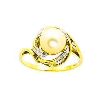 Ring aus 585 Gelbgold mit Perle, nachhaltiger second hand Schmuck perfekt aufgearbeitet