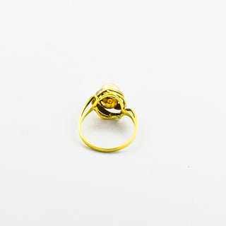 Ring aus 585 Gelbgold mit Perle, nachhaltiger second hand Schmuck perfekt aufgearbeitet