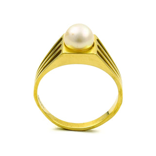Ring aus 585 Gelbgold mit Perle, nachhaltiger second hand Schmuck perfekt aufgearbeitet