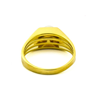 Ring aus 585 Gelbgold mit Perle, nachhaltiger second hand Schmuck perfekt aufgearbeitet