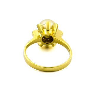 Ring aus 585 Gelbgold mit Perle, nachhaltiger second hand Schmuck perfekt aufgearbeitet