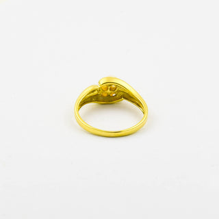 Ring aus 585 Gelbgold mit Perle und Diamant, nachhaltiger second hand Schmuck perfekt aufgearbeitet