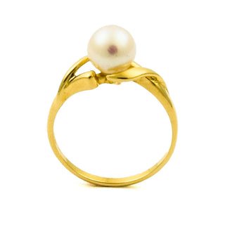 Ring aus 750 Gelbgold mit Perle, nachhaltiger second hand Schmuck perfekt aufgearbeitet