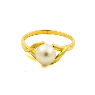 Ring aus 750 Gelbgold mit Perle, nachhaltiger second hand Schmuck perfekt aufgearbeitet