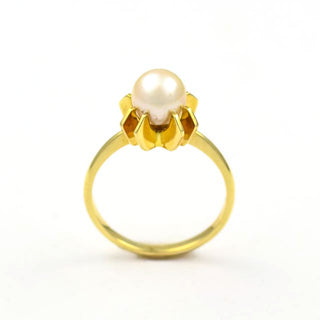 Perlenring aus 585 Gelbgold, nachhaltiger second hand Schmuck perfekt aufgearbeitet