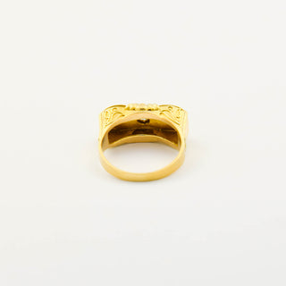 Perlenring aus 585 Gelbgold mit Brillant, nachhaltiger second hand Schmuck perfekt aufgearbeitet