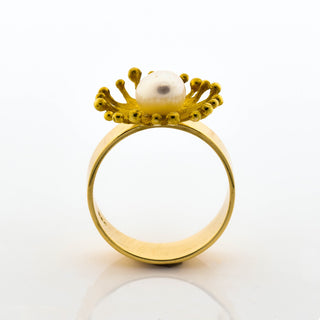 Perlenring aus 750 Gelbgold, nachhaltiger second hand Schmuck perfekt aufgearbeitet