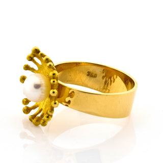Perlenring aus 750 Gelbgold, nachhaltiger second hand Schmuck perfekt aufgearbeitet