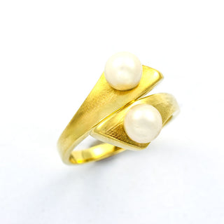 Perlenring aus 585 Gelbgold, nachhaltiger second hand Schmuck perfekt aufgearbeitet