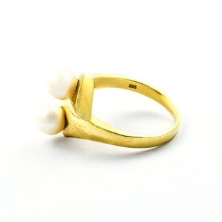 Perlenring aus 585 Gelbgold, nachhaltiger second hand Schmuck perfekt aufgearbeitet