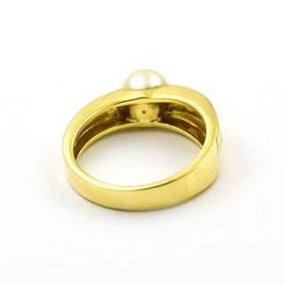 Perlenring aus 585 Gelbgold mit Brillant, nachhaltiger second hand Schmuck perfekt aufgearbeitet
