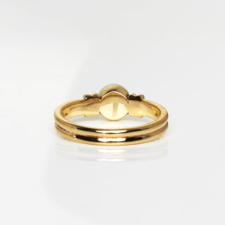 Perlenring aus 585 Gelbgold mit Brillant, nachhaltiger second hand Schmuck perfekt aufgearbeitet