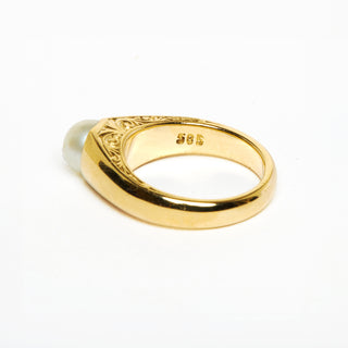 Perlenring aus 585 Gelbgold, nachhaltiger second hand Schmuck perfekt aufgearbeitet