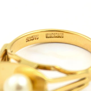 Perlenring aus 585 Gelbgold, nachhaltiger second hand Schmuck perfekt aufgearbeitet