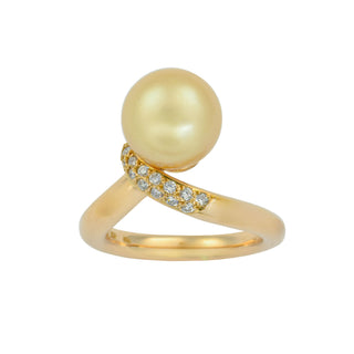 Perlenring aus 750 Gelbgold mit Brillant, nachhaltiger second hand Schmuck perfekt aufgearbeitet