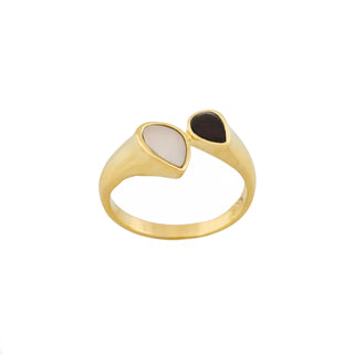 Ring aus 750 Gelbgold mit Perlmutt, nachhaltiger second hand Schmuck perfekt aufgearbeitet