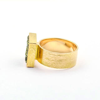 Björn Weckström Ring aus 585 Gelbgold mit Pyrit, nachhaltiger second hand Schmuck perfekt aufgearbeitet