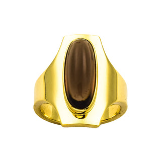 Ring aus 585 Gelbgold mit Rauchquarz, nachhaltiger second hand Schmuck perfekt aufgearbeitet