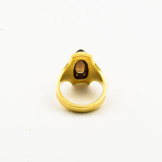 Ring aus 585 Gelbgold mit Rauchquarz, nachhaltiger second hand Schmuck perfekt aufgearbeitet