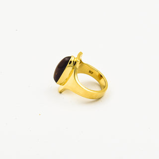 Ring aus 585 Gelbgold mit Rauchquarz, nachhaltiger second hand Schmuck perfekt aufgearbeitet