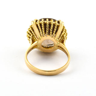 Ring aus 750 Gelbgold mit Rauchquarz, nachhaltiger second hand Schmuck perfekt aufgearbeitet