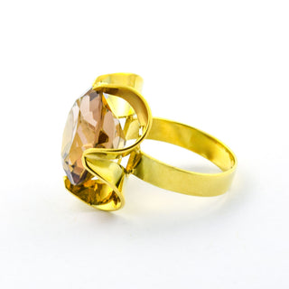Ring aus 585 Gelbgold mit Rauchquarz, nachhaltiger second hand Schmuck perfekt aufgearbeitet