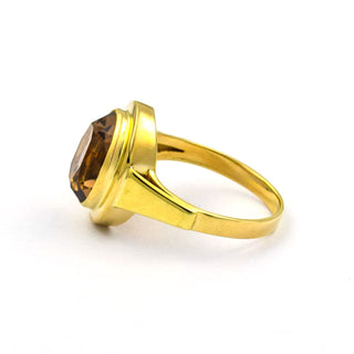 Ring aus 585 Gelbgold mit Rauchquarz, nachhaltiger second hand Schmuck perfekt aufgearbeitet
