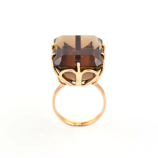Ring aus 585 Gelbgold mit Rauchquarz, nachhaltiger second hand Schmuck perfekt aufgearbeitet