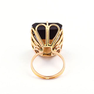 Ring aus 585 Gelbgold mit Rauchquarz, nachhaltiger second hand Schmuck perfekt aufgearbeitet