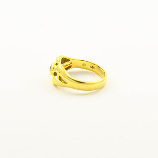 Rubinring aus 585 Gelbgold mit Brillant, nachhaltiger second hand Schmuck perfekt aufgearbeitet