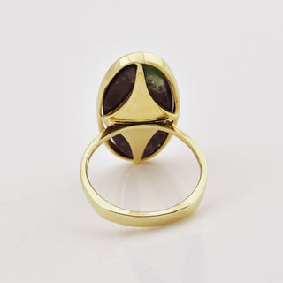 Rubinring aus 585 Gelbgold, nachhaltiger second hand Schmuck perfekt aufgearbeitet