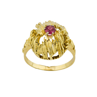 Rubinring aus 585 Gelbgold, nachhaltiger second hand Schmuck perfekt aufgearbeitet