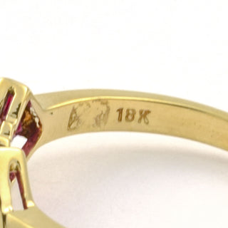 Rubinring aus 750 Gelbgold mit Brillant, nachhaltiger second hand Schmuck perfekt aufgearbeitet