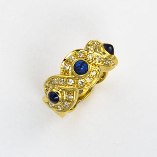 Saphirring aus 585 Gelbgold mit Diamant, nachhaltiger second hand Schmuck perfekt aufgearbeitet